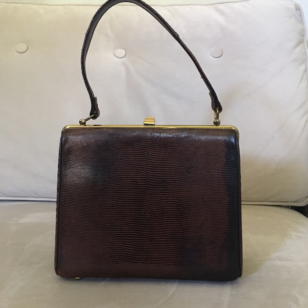 VINTAGE-STERLING LIZARD SKIN FRAME BAG